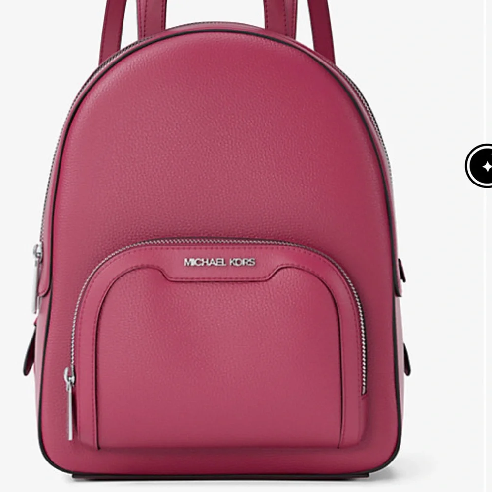 MICHAEL KORS Jaycee Md Zip Pocket Pebbled Leather Backpack Dark Raspberry NWT